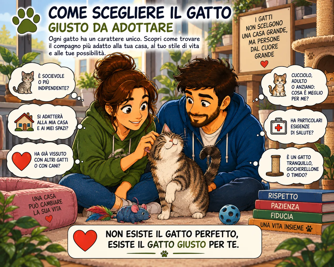 Come scegliere il gatto giusto da adottare