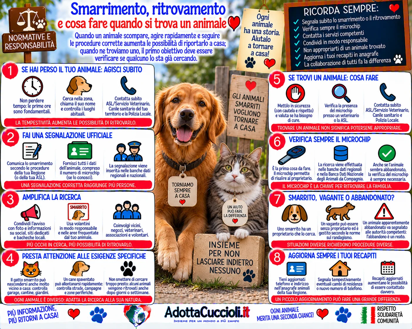 Smarrimento, ritrovamento e cosa fare quando si trova un animale