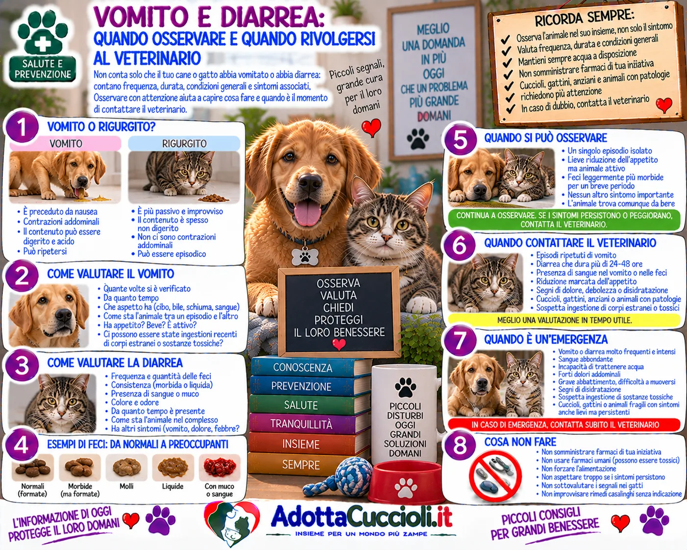 Vomito e diarrea: quando osservare e quando rivolgersi al veterinario