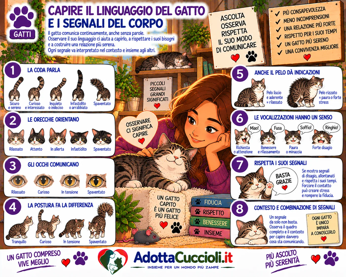 Capire il linguaggio del gatto e i segnali del corpo