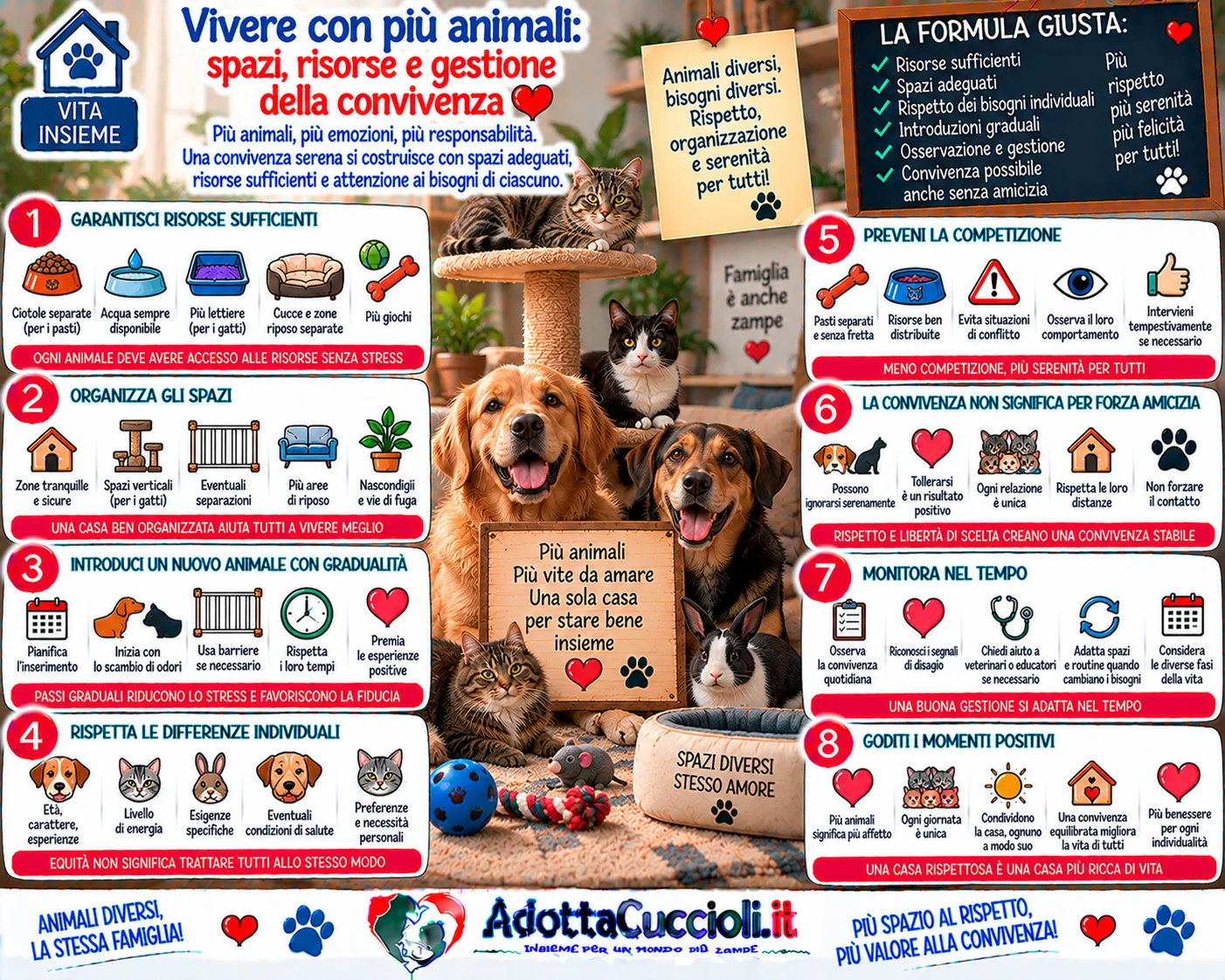 Vivere con più animali: spazi, risorse e gestione della convivenza