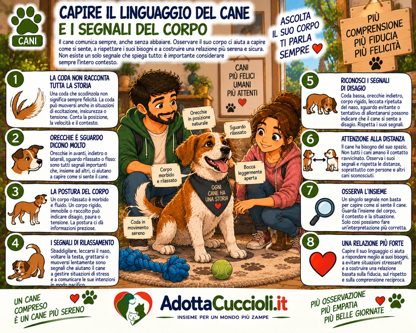 Capire il linguaggio del cane e i segnali del corpo