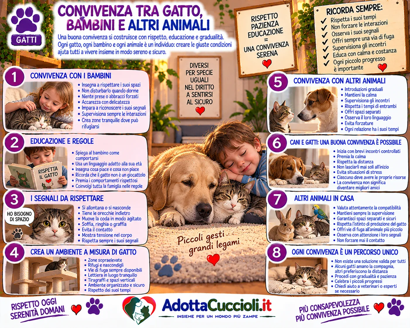 Convivenza tra gatto, bambini e altri animali