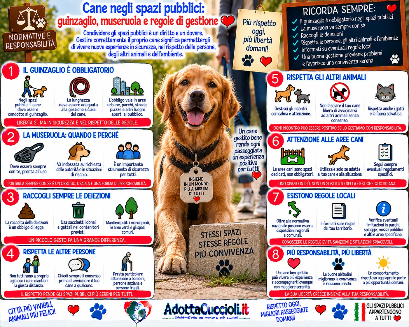 Cane negli spazi pubblici: guinzaglio, museruola e regole di gestione