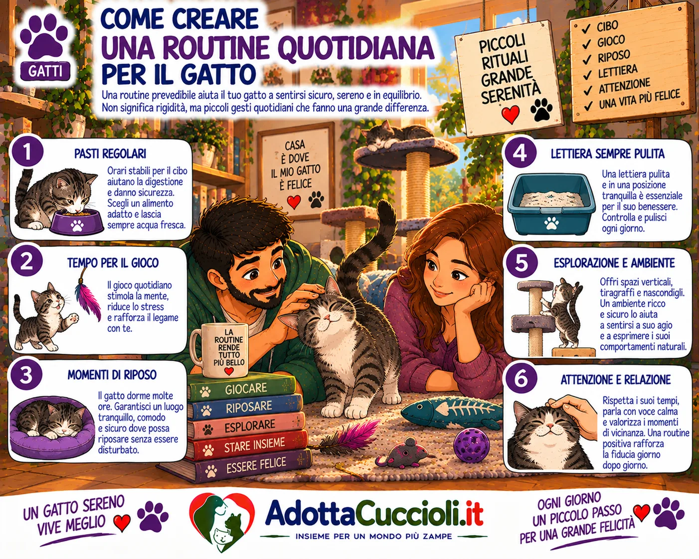 Come creare una routine quotidiana per il gatto