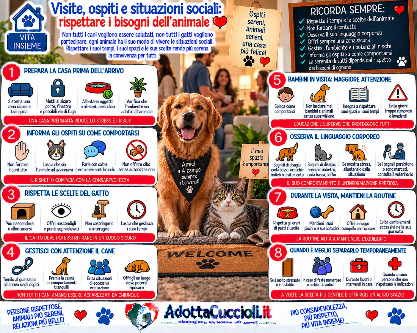 Visite, ospiti e situazioni sociali: rispettare i bisogni dell’animale