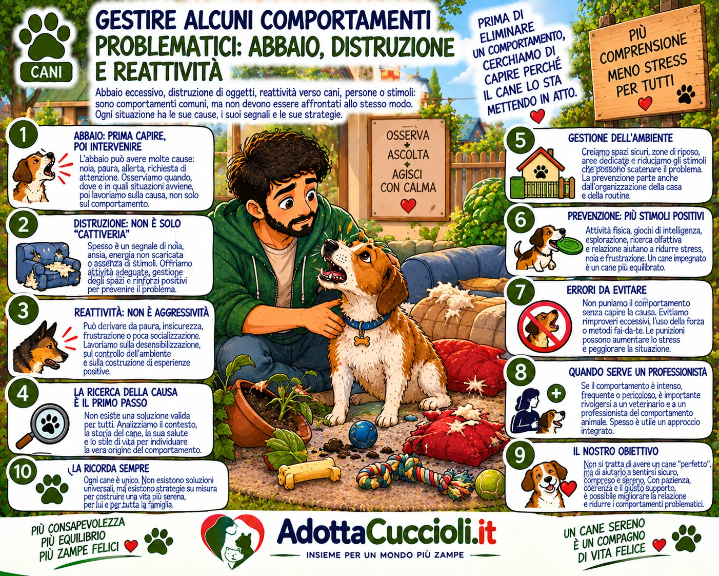 Gestire alcuni comportamenti problematici: abbaio, distruzione e reattività
