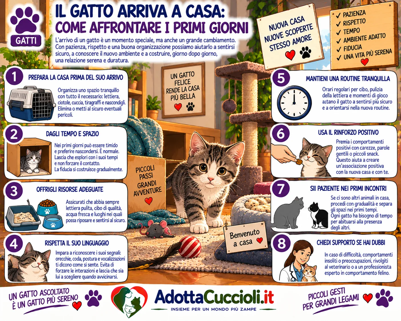 Il gatto arriva a casa: come affrontare i primi giorni